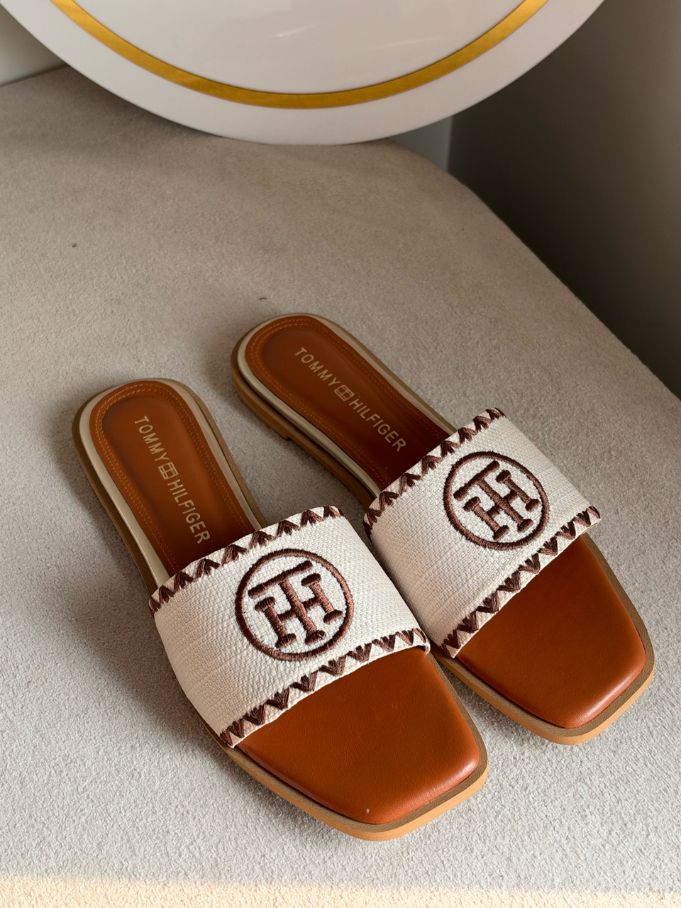 Meadow Weave Slides - Cream & Dark Chocolate