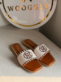 Meadow Weave Slides - Cream & Dark Chocolate