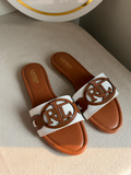 Minimalist Medallion Slides - Brown