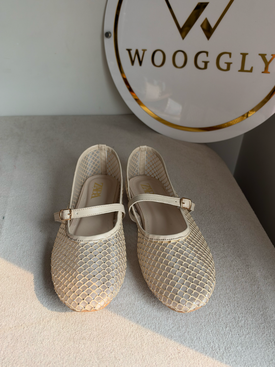 Studio Mesh Flats - Soft Beige Crystal