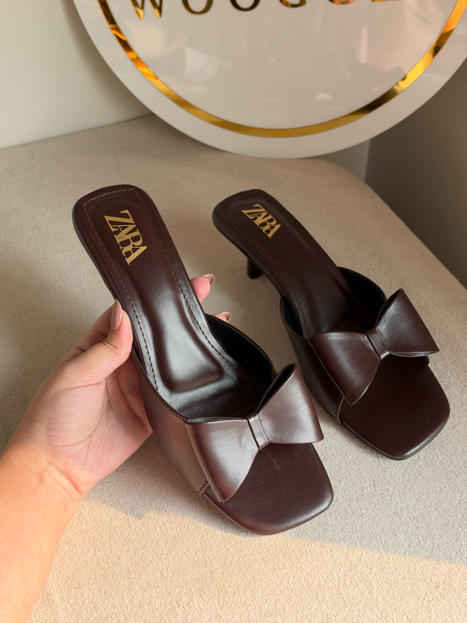 Chic bow-knot heels - Dark Brown