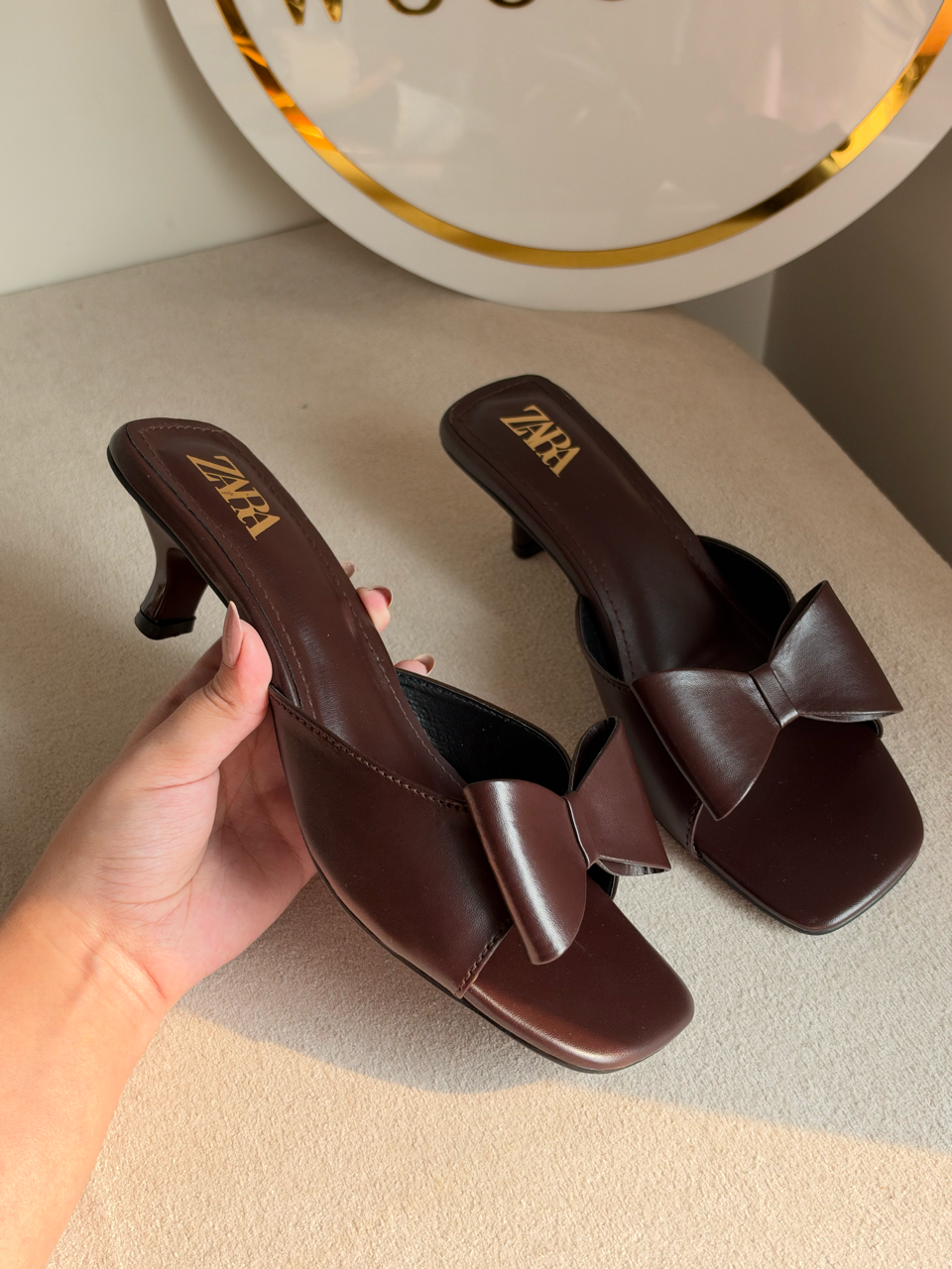 Chic bow-knot heels - Dark Brown