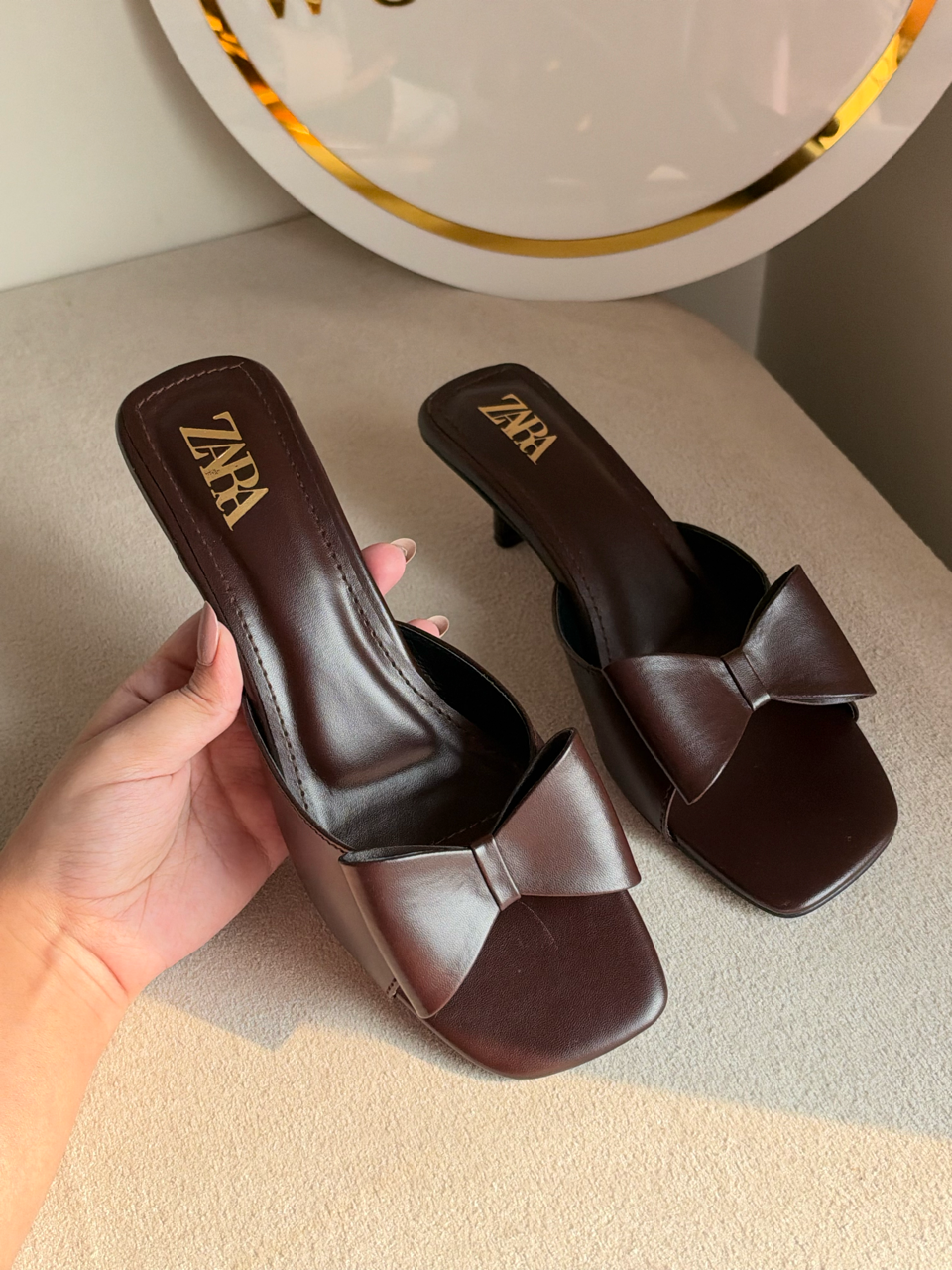 Chic bow-knot heels - Dark Brown