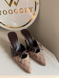 Classic canvas tie-front heels - Brown & Beige