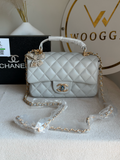 Daily Muse Quilted Crossbody Bag with Bow Charm & Box Packing - Grey