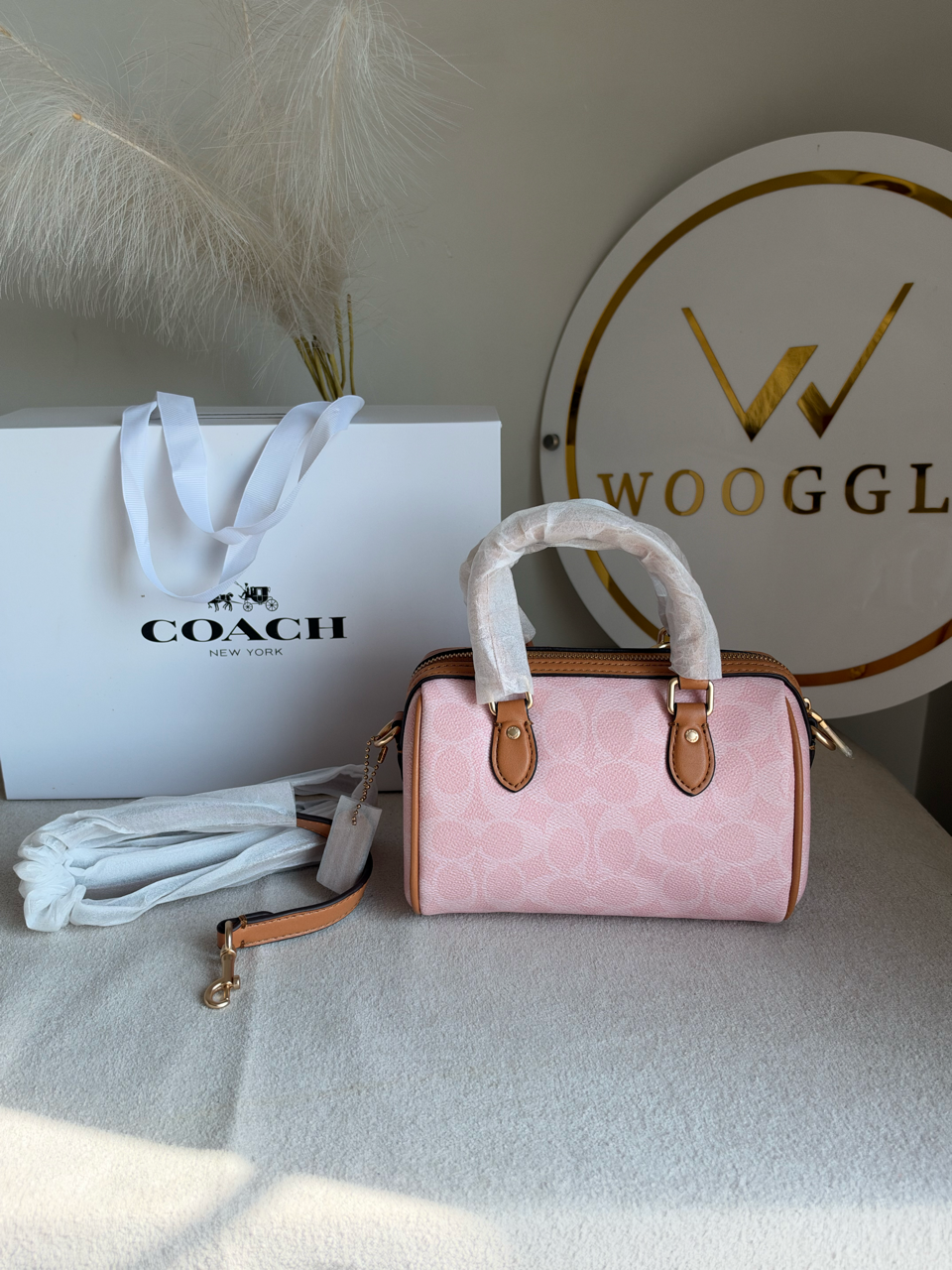 Premium Mini Duffle Bag with Chain with Magnetic Box Packing - Pink