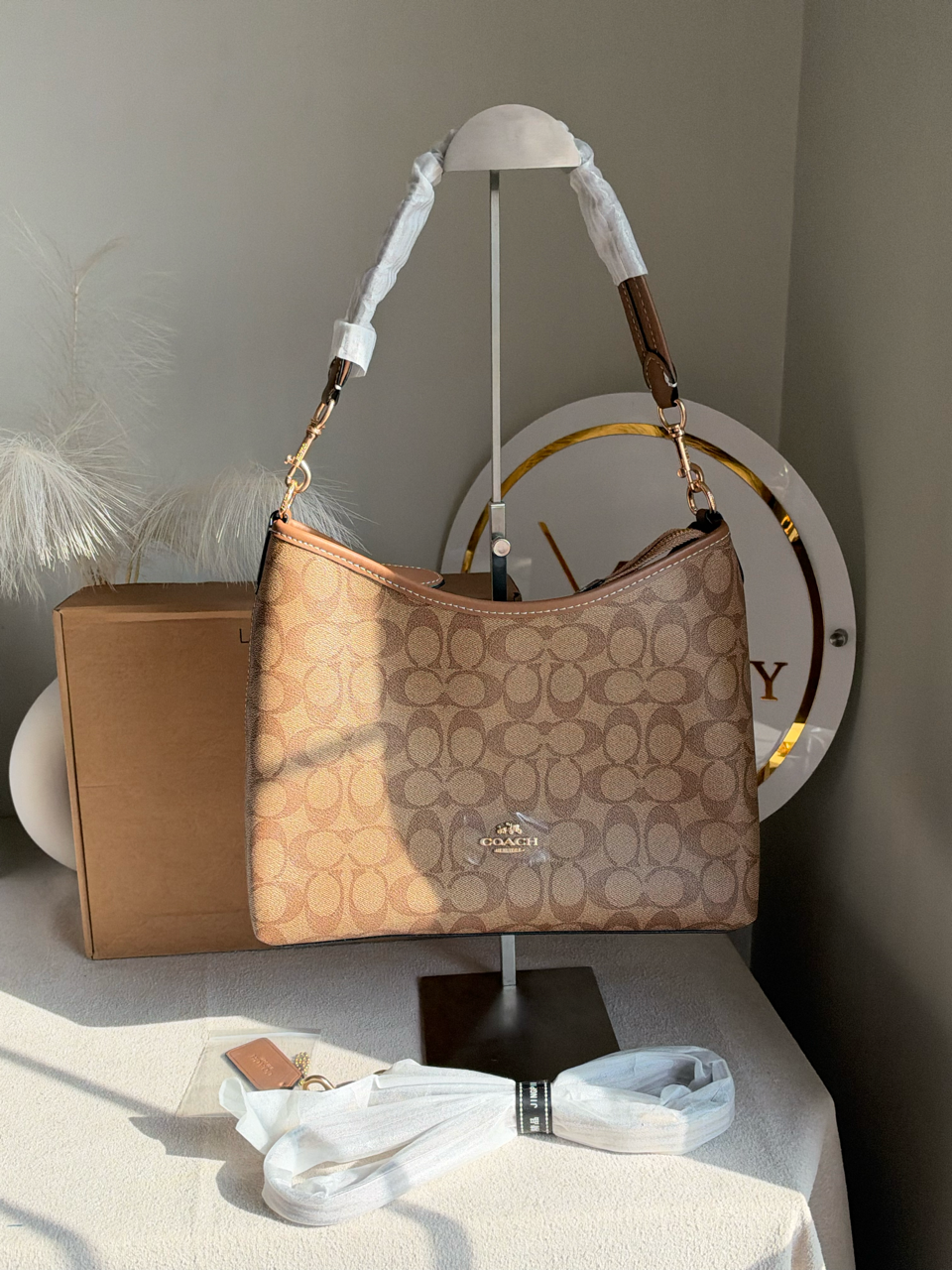 Laurel Shoulder Bag with Box Packing - Beige & Brown