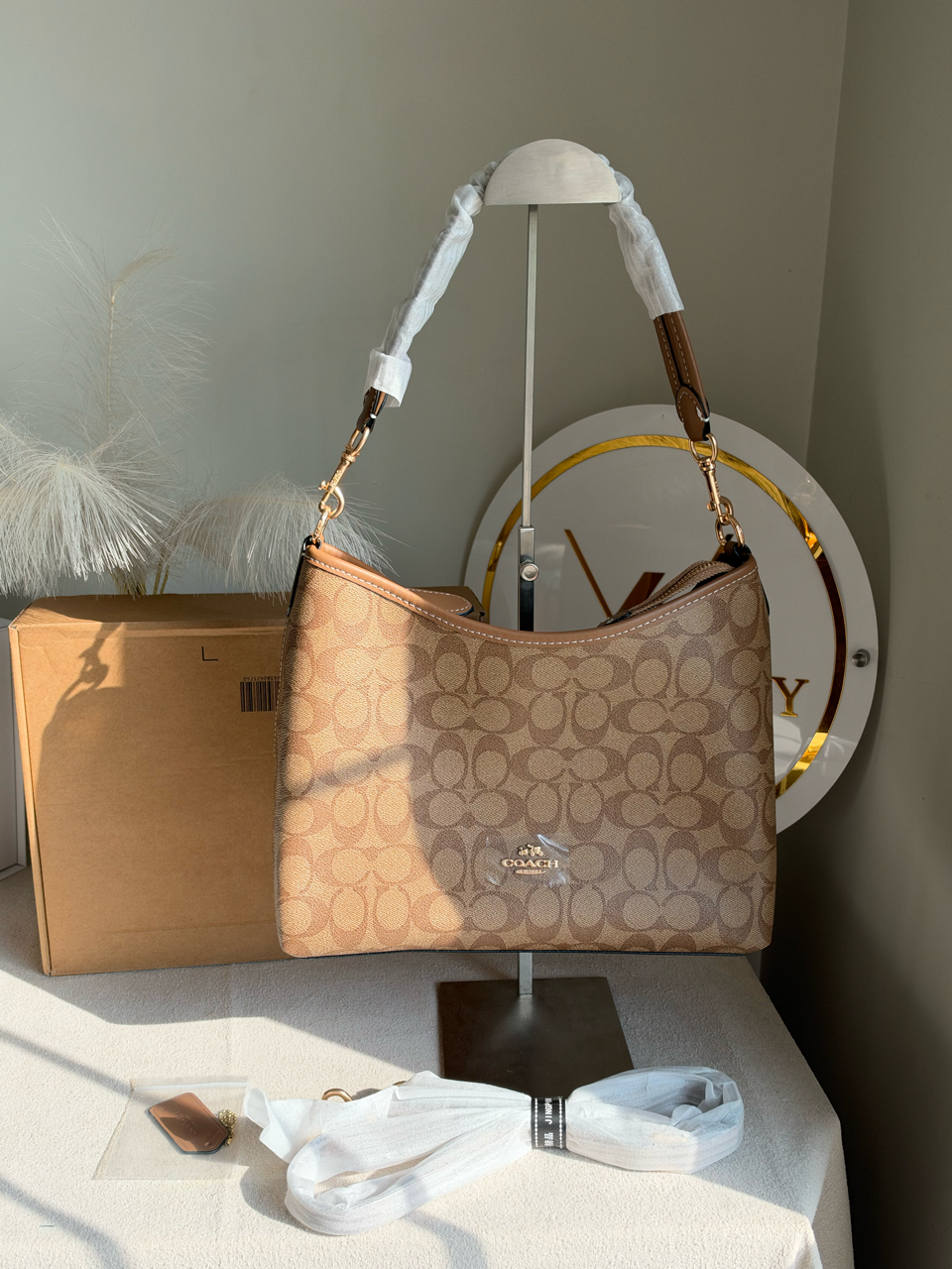 Laurel Shoulder Bag with Box Packing - Beige & Brown