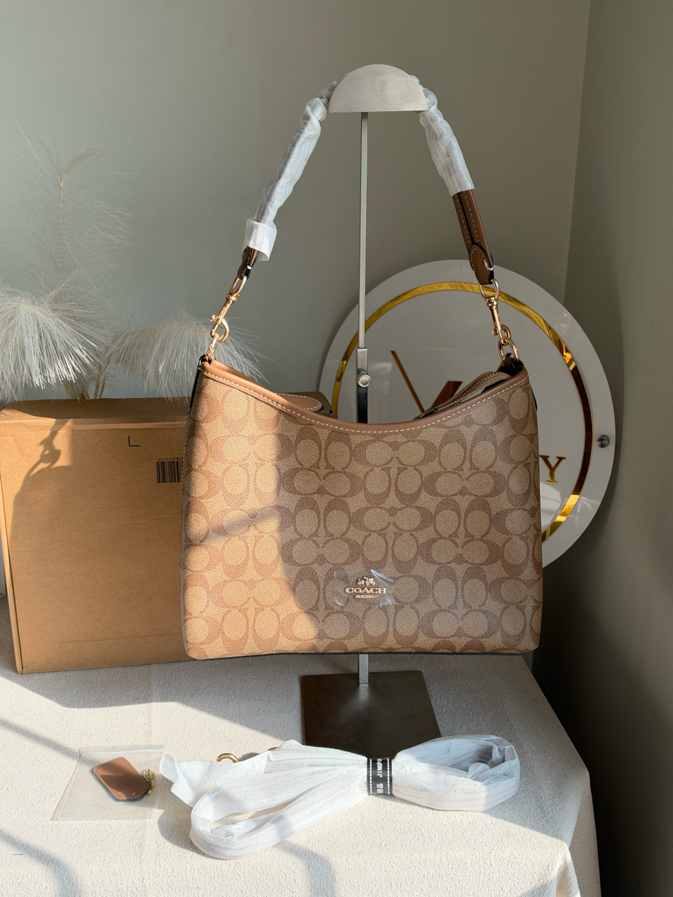 Laurel Shoulder Bag with Box Packing - Beige & Brown