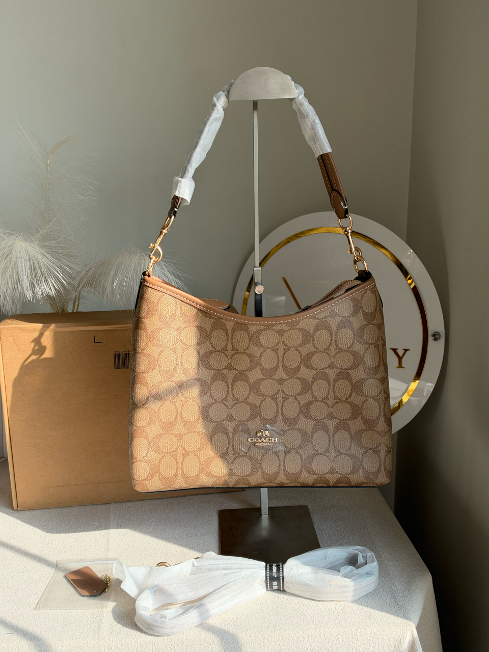Laurel Shoulder Bag with Box Packing - Beige & Brown