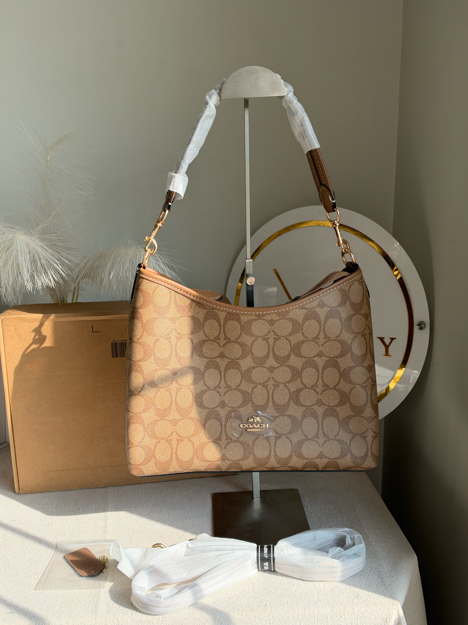 Laurel Shoulder Bag with Box Packing - Beige & Brown