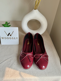 Zara Patent Bow Ballet Pumps – Cherry Burgundy