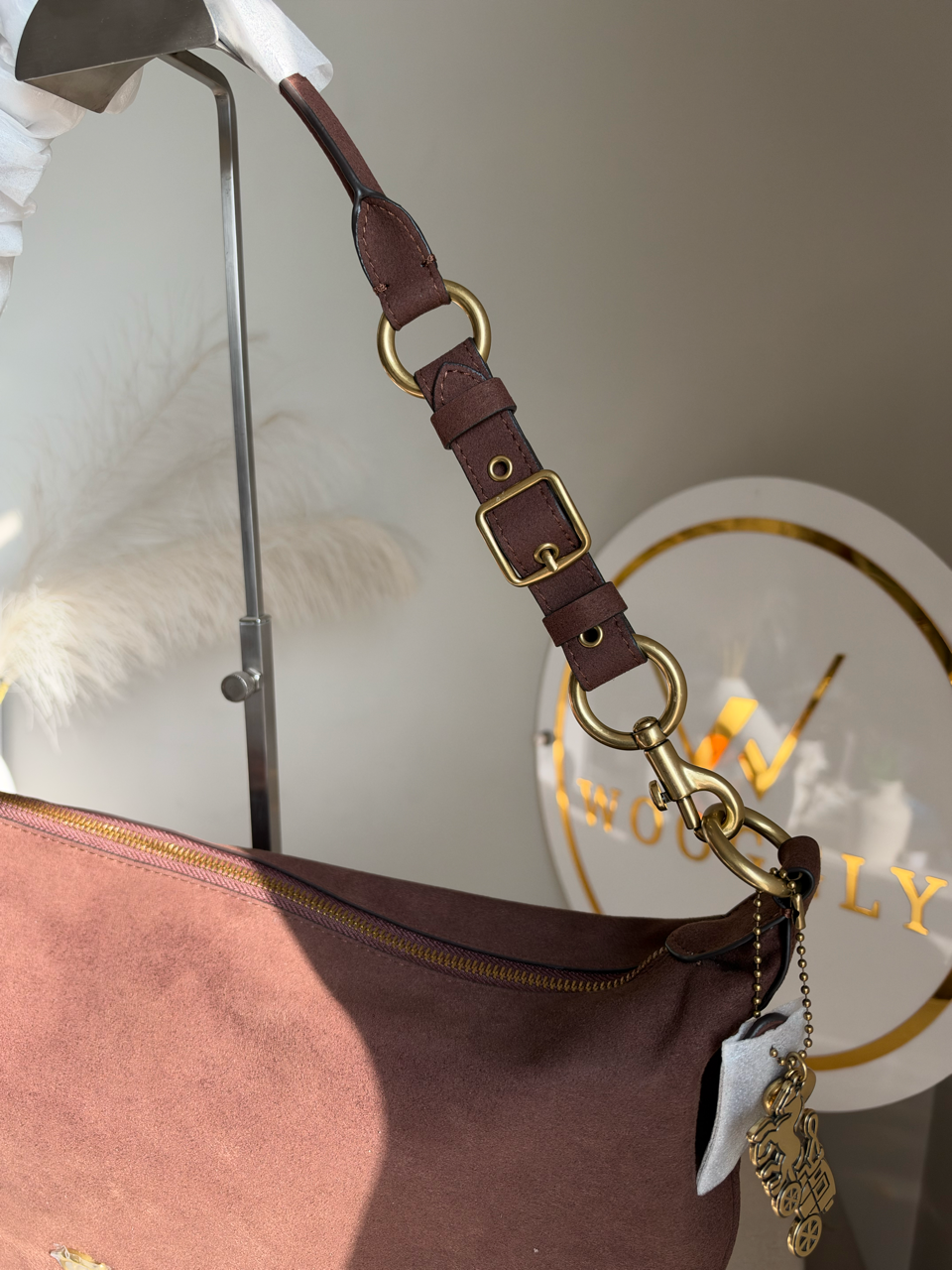 Extremely High Quality Suede Shoulder Bag - Chocolate Brown