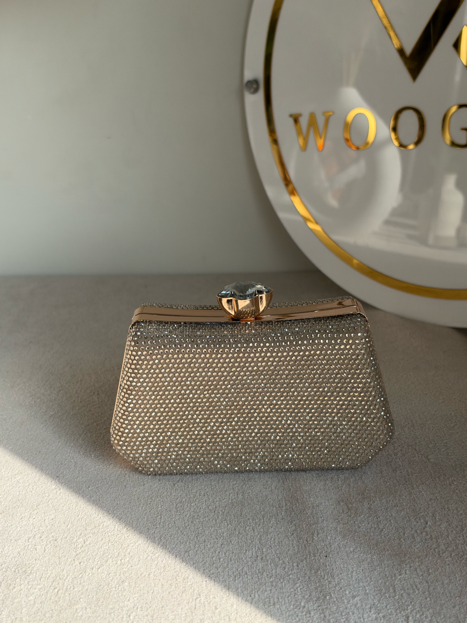 Soirée Shimmer Clutch - Light Gold