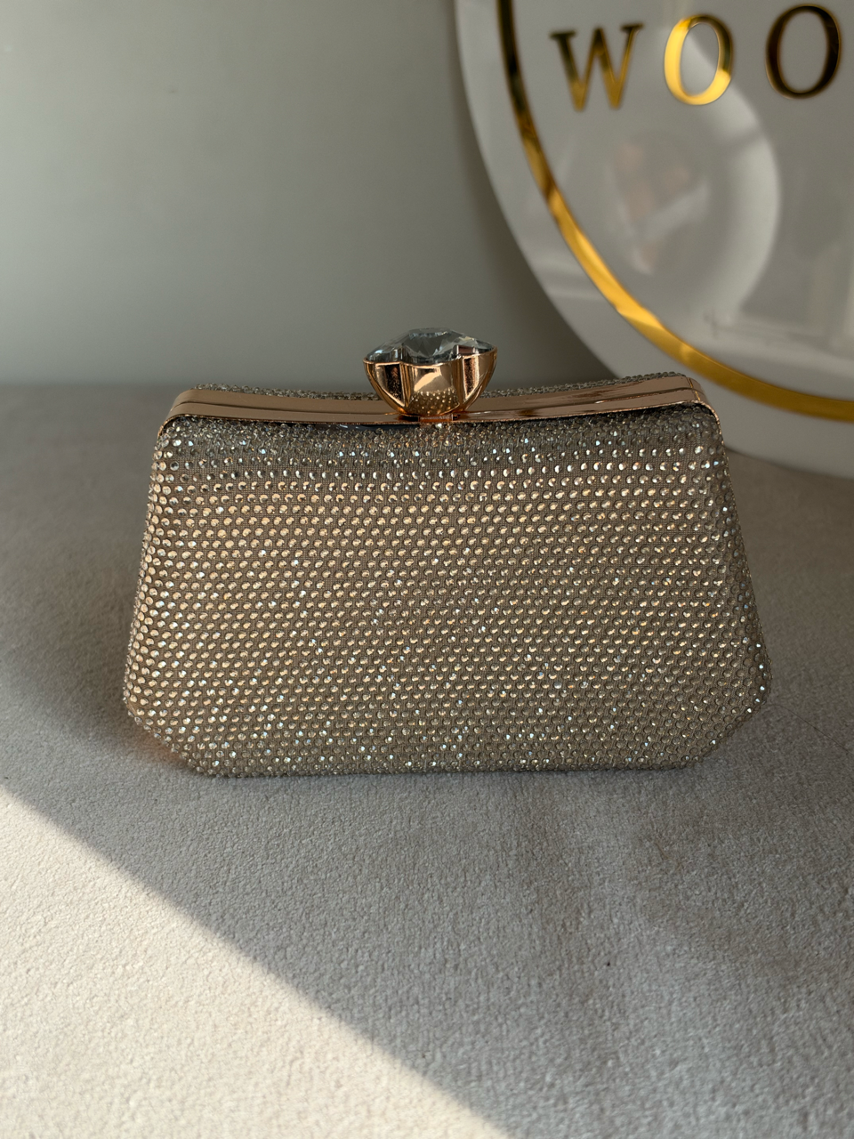 Soirée Shimmer Clutch - Light Gold