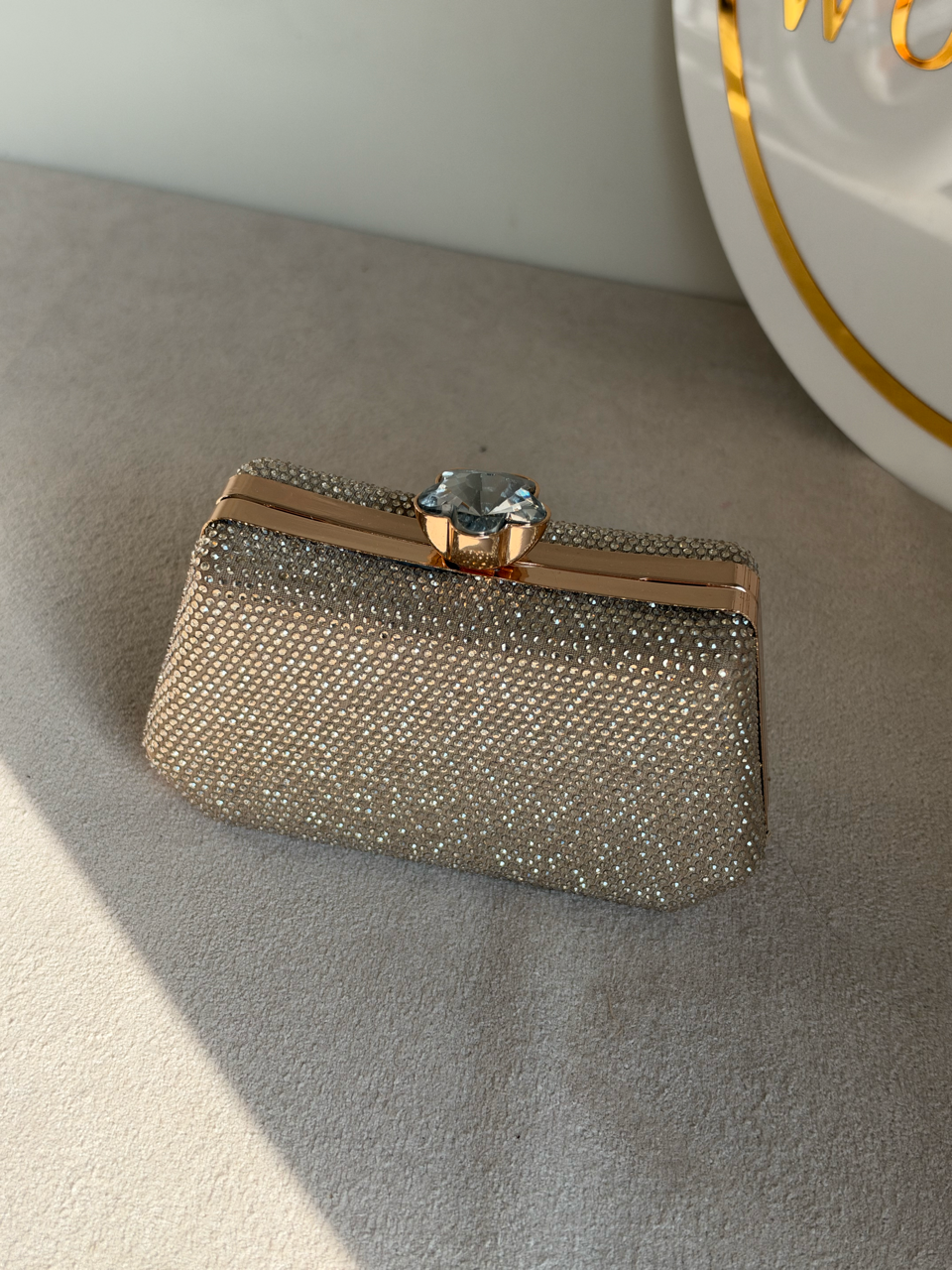 Soirée Shimmer Clutch - Light Gold