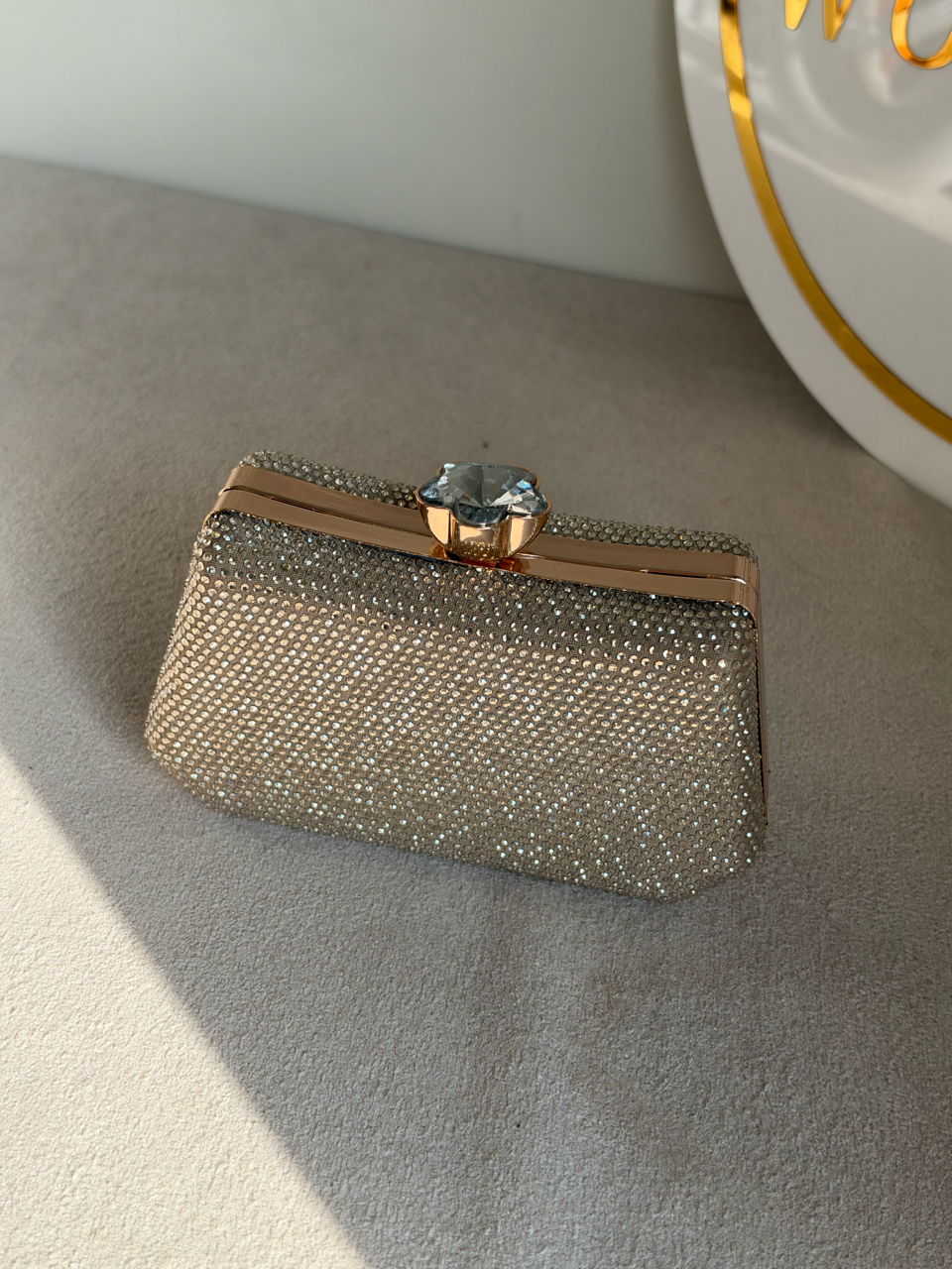 Soirée Shimmer Clutch - Light Gold