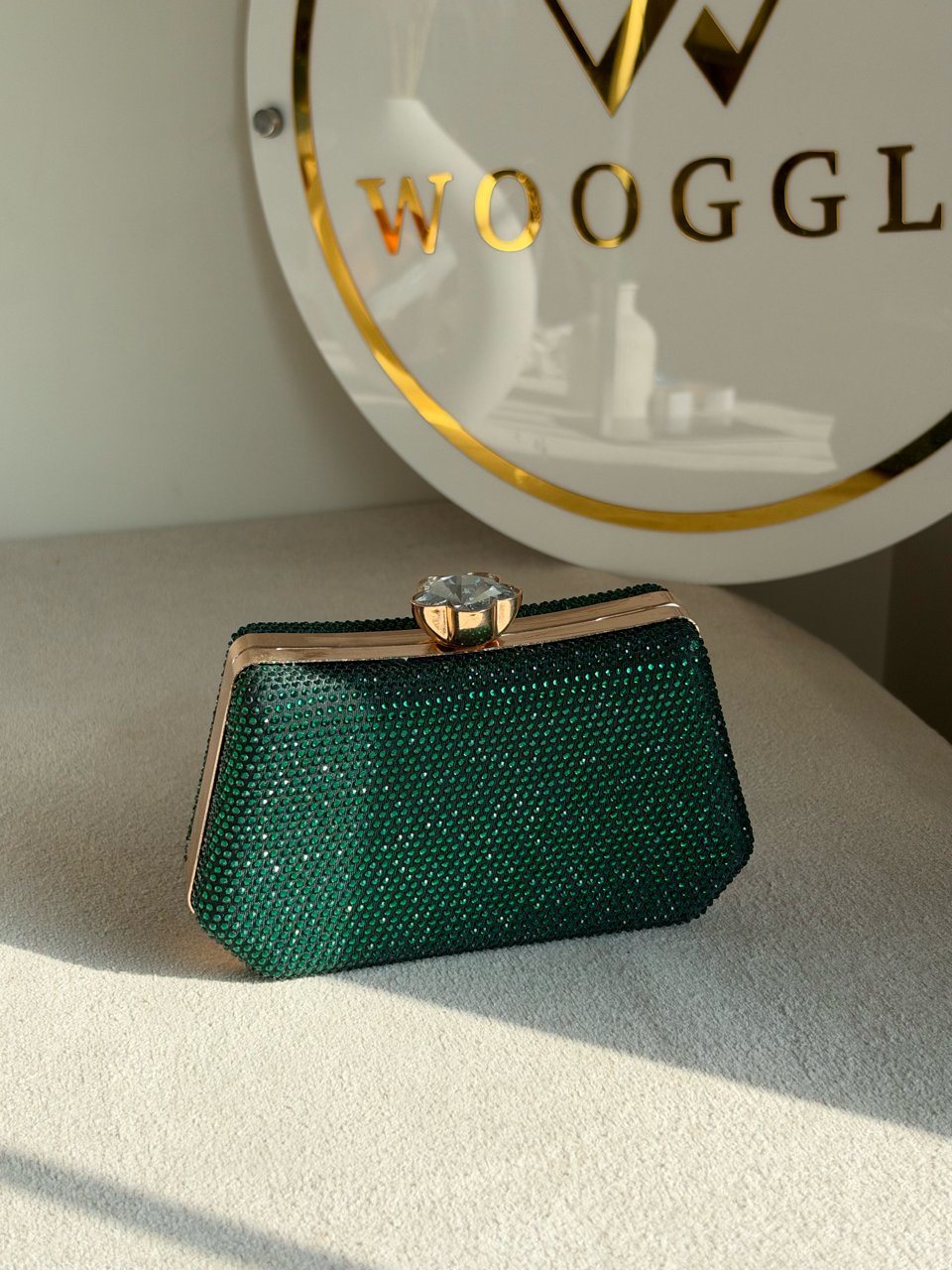 Soirée Shimmer Clutch - Emarald Green