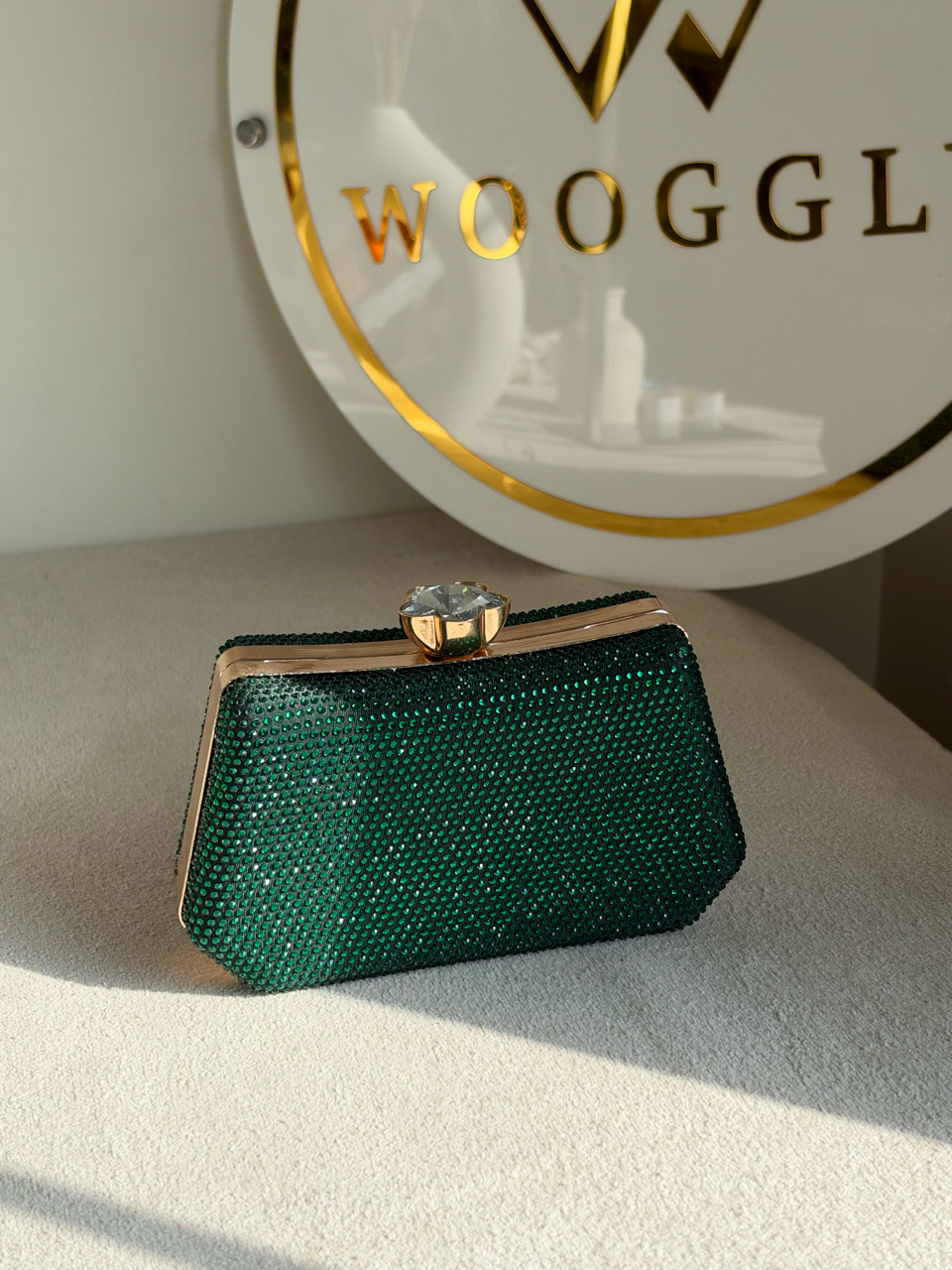 Soirée Shimmer Clutch - Emarald Green