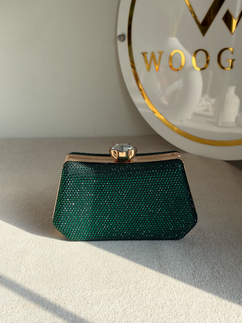 Soirée Shimmer Clutch - Emarald Green