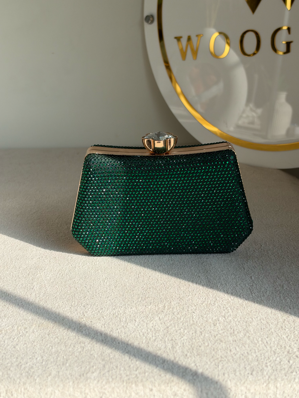 Soirée Shimmer Clutch - Emarald Green