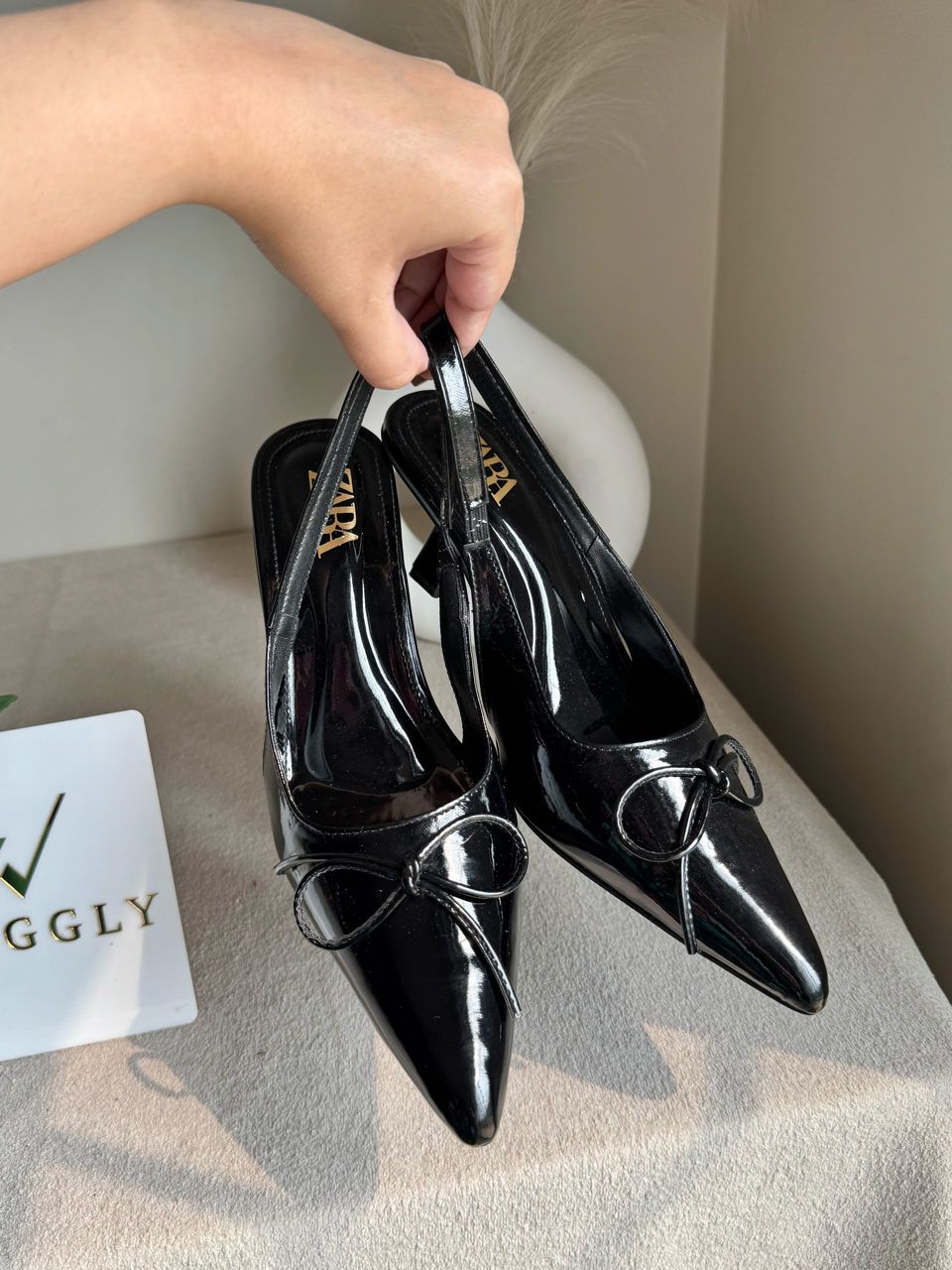 Zara Statement Bow Heels - Black