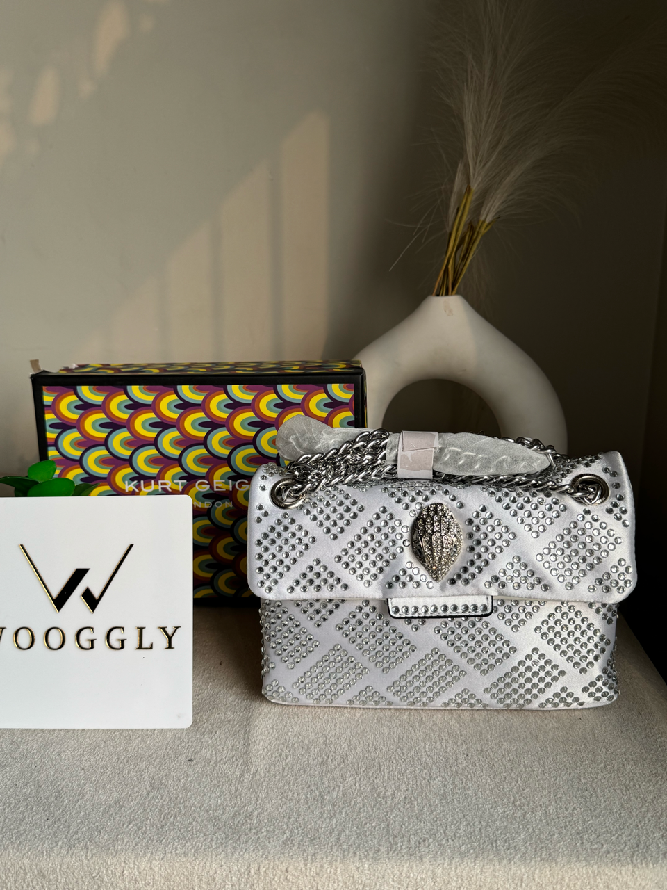 Viral Kurt Geiger Geometric Rhinestone Shoulder Bag - Grey