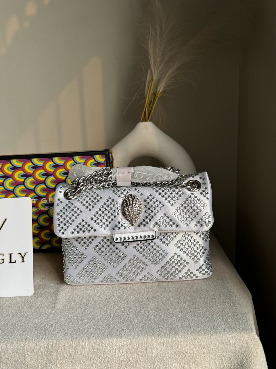 Viral Kurt Geiger Geometric Rhinestone Shoulder Bag - Grey