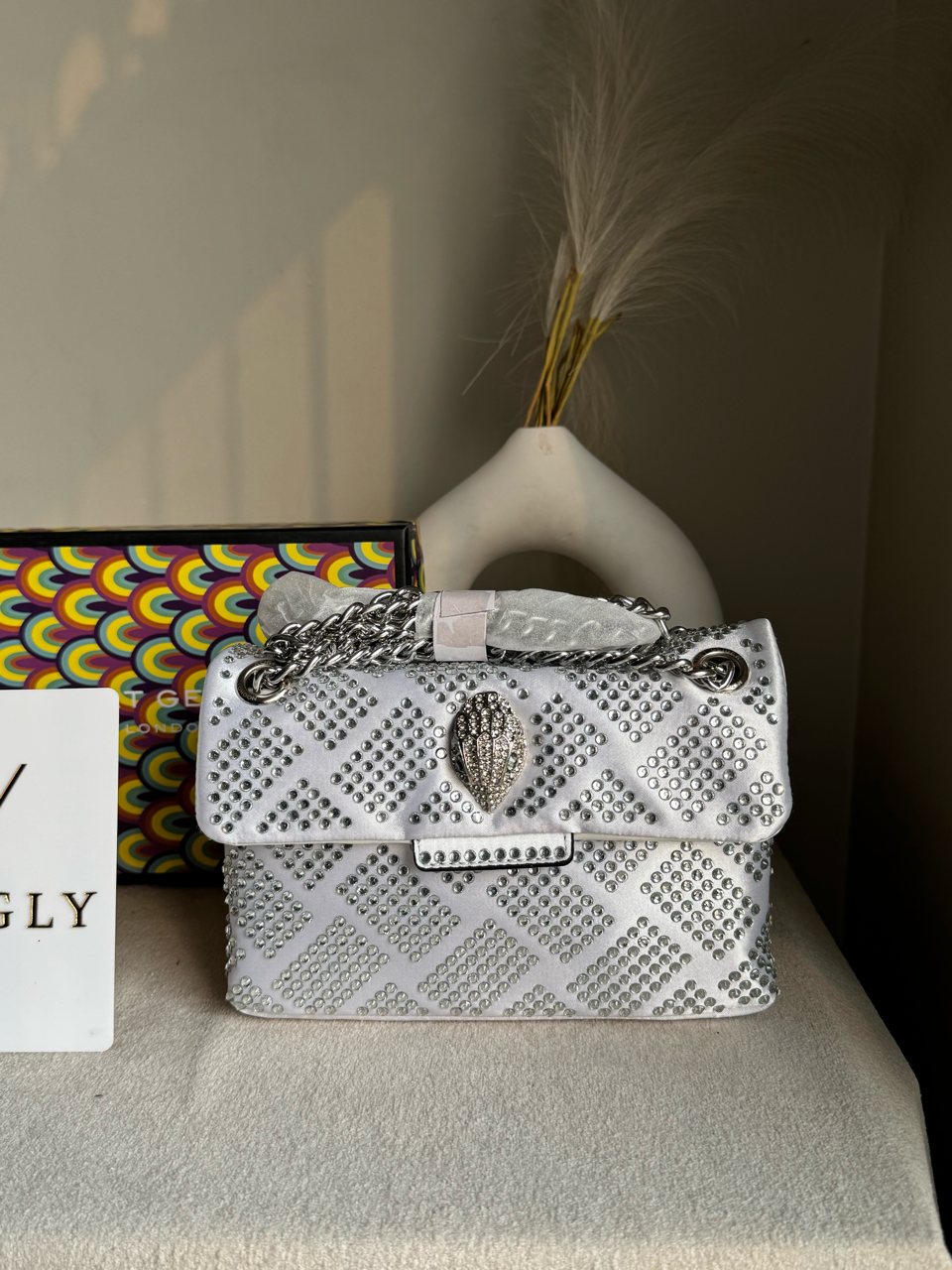 Viral Kurt Geiger Geometric Rhinestone Shoulder Bag - Grey