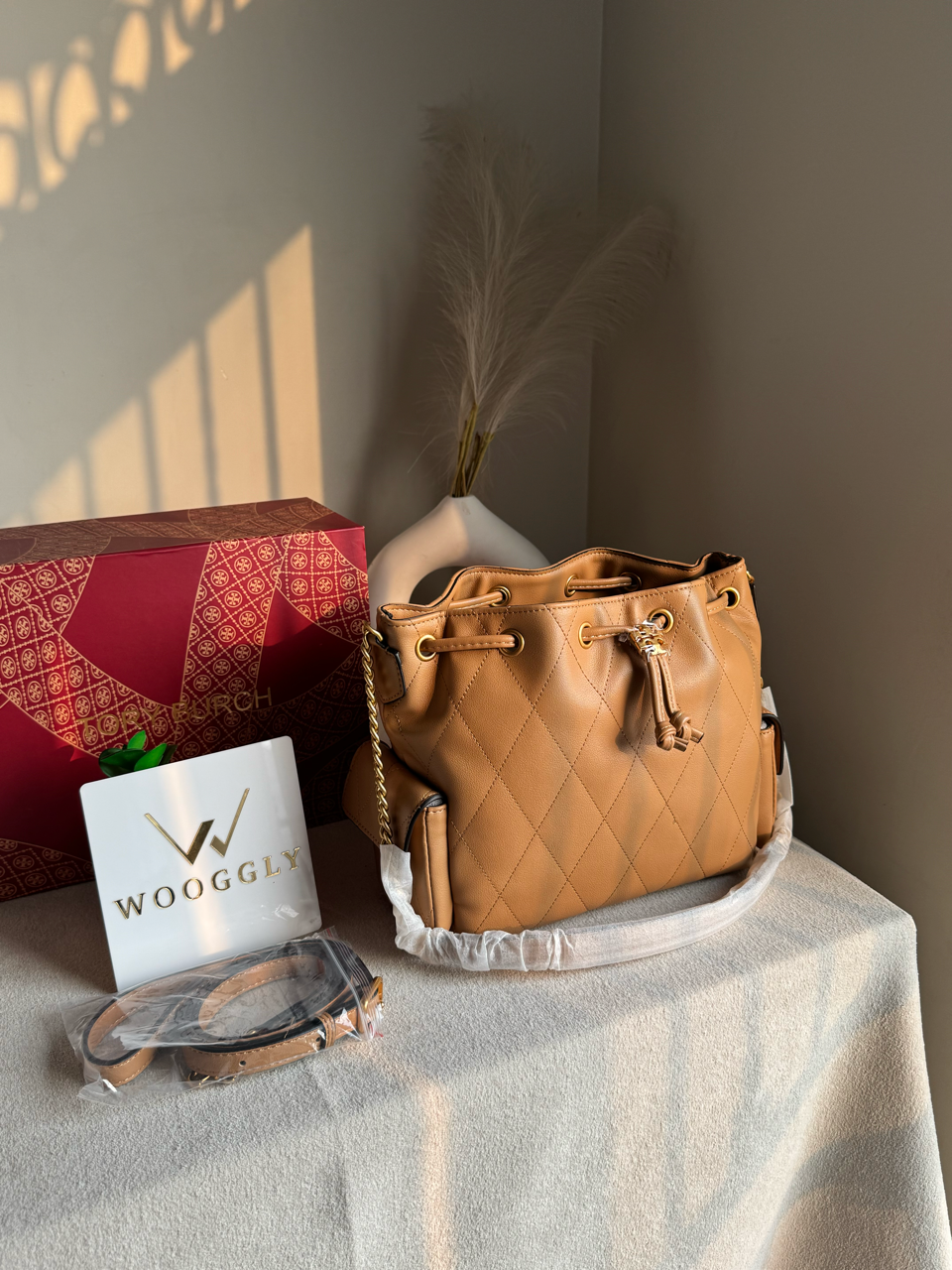 Viral Tory Burch Fleming Quilted Bag - Brown with Box Packing