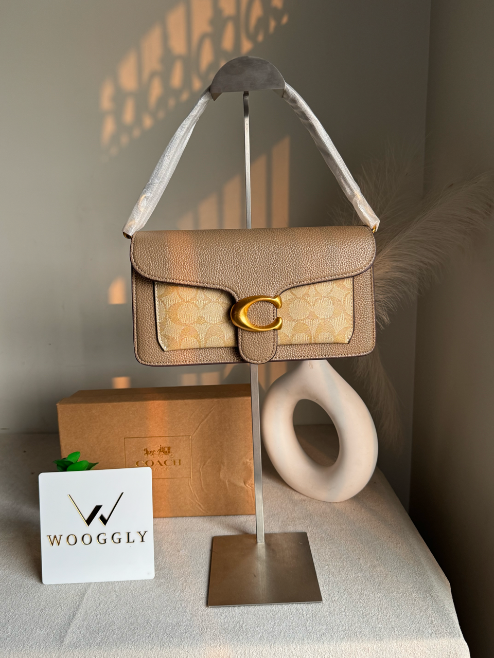 COACH TABBY 26 Khaaki with Beige Good Quality-BOX PACKING