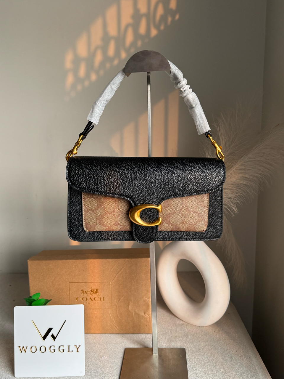 COACH TABBY 26 Black Khaaki Good Quality-BOX PACKING