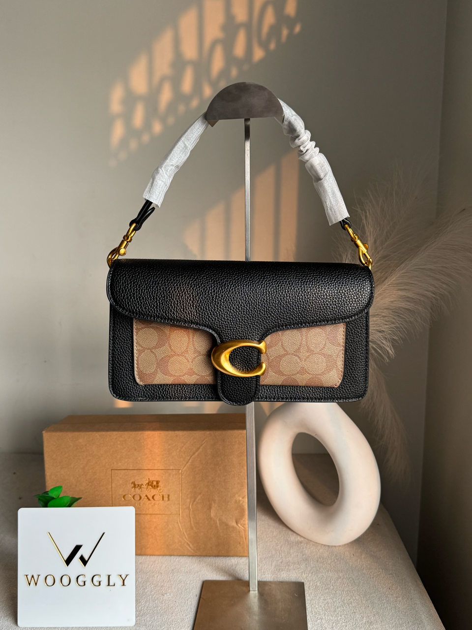 COACH TABBY 26 Black Khaaki Good Quality-BOX PACKING