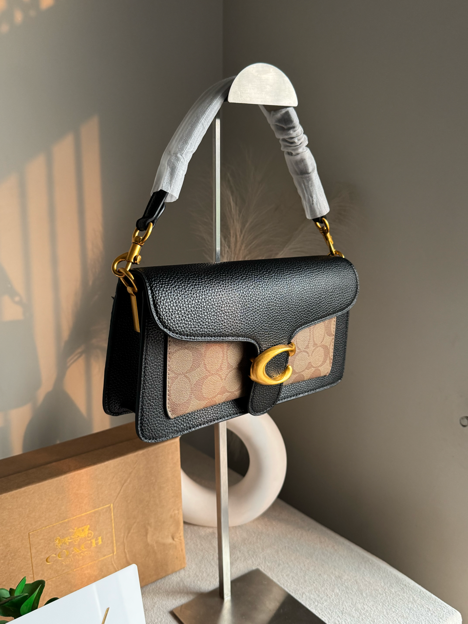 COACH TABBY 26 Black Khaaki Good Quality-BOX PACKING