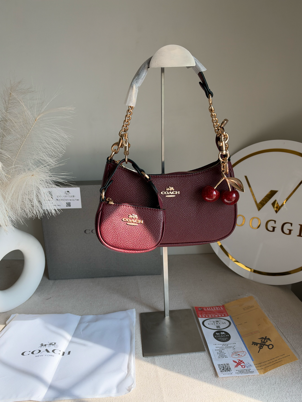 Teri Gift Box with Baby Teri Charm & Cherry Charm - Maroon