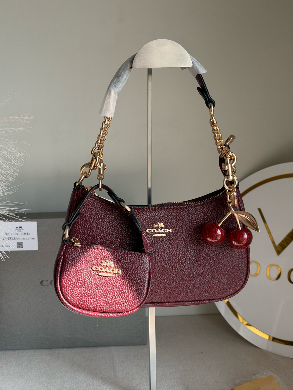 Teri Gift Box with Baby Teri Charm & Cherry Charm - Maroon
