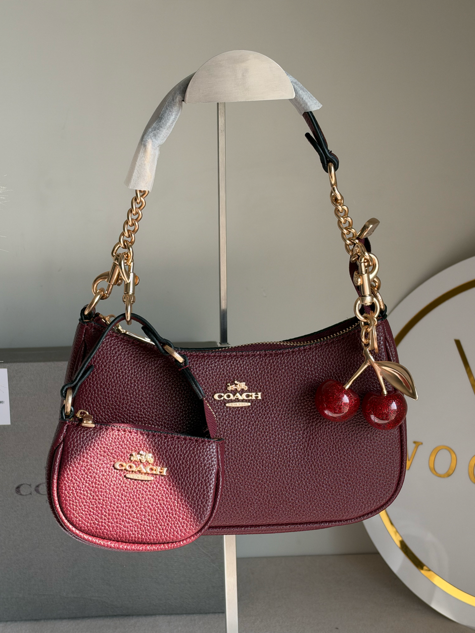 Teri Gift Box with Baby Teri Charm & Cherry Charm - Maroon