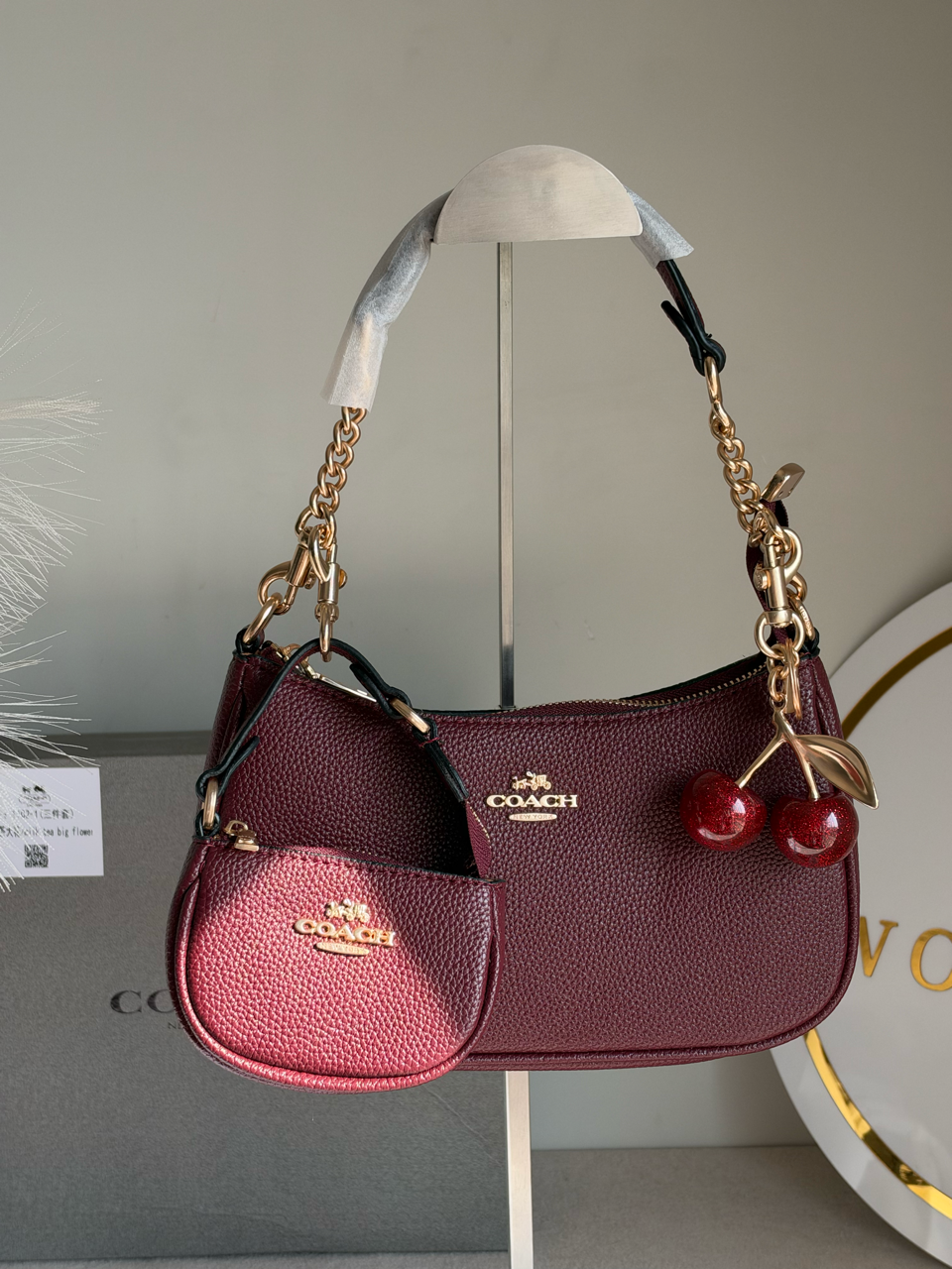 Teri Gift Box with Baby Teri Charm & Cherry Charm - Maroon