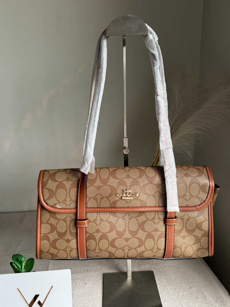 High Quality Coach Shoulder Bag - Beige & Brown