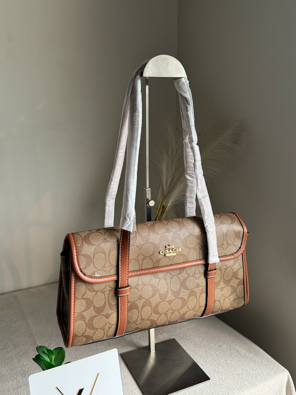 High Quality Coach Shoulder Bag - Beige & Brown