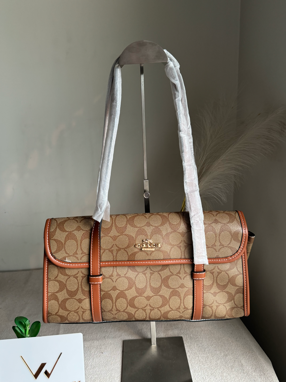 High Quality Coach Shoulder Bag - Beige & Brown