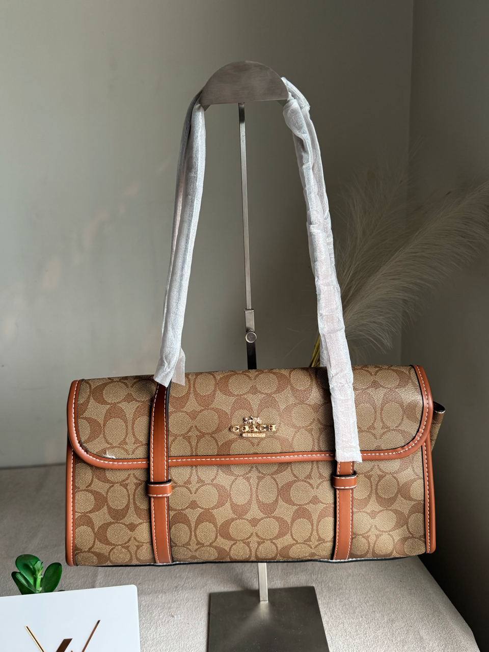 High Quality Coach Shoulder Bag - Beige & Brown