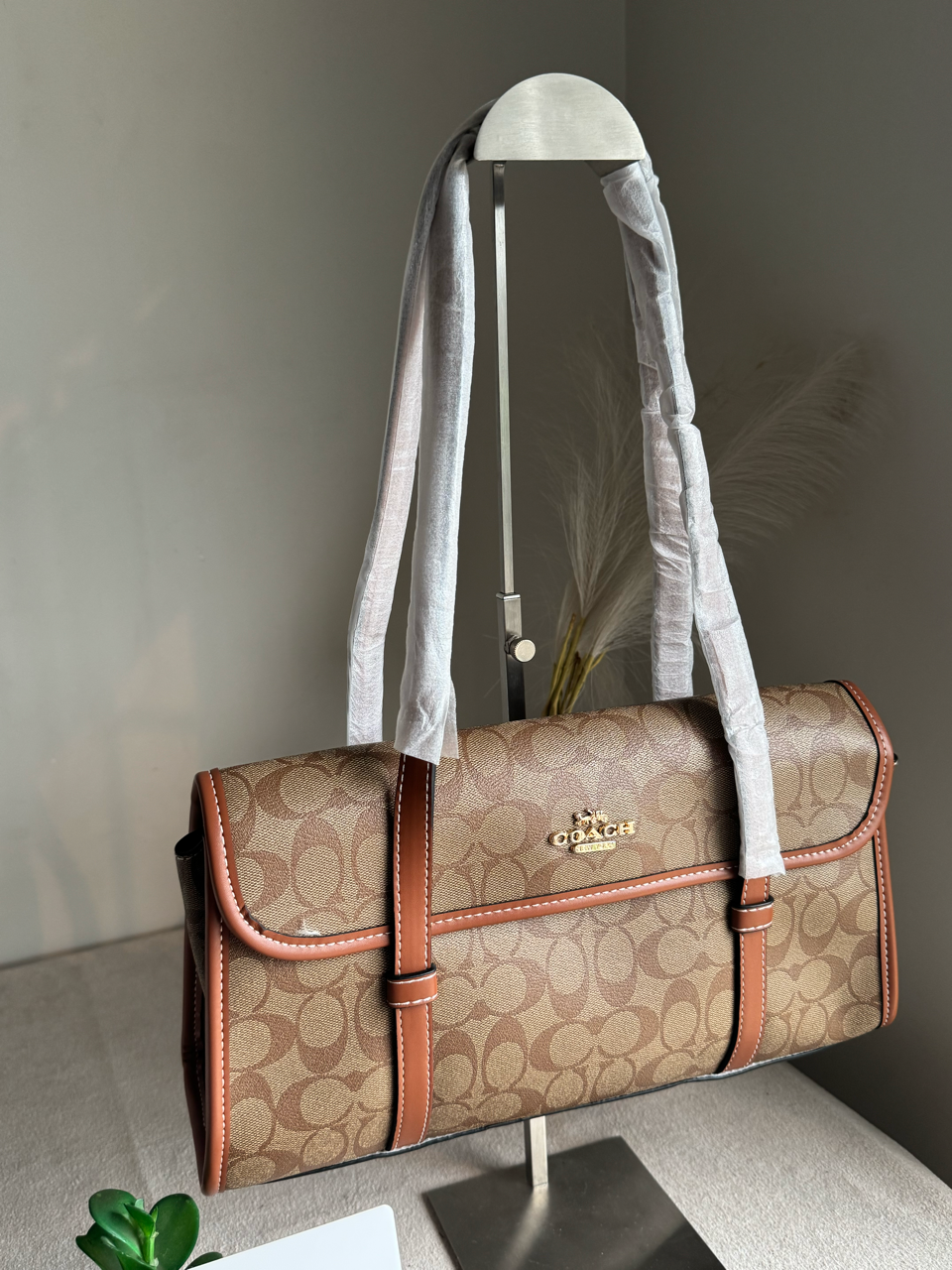 High Quality Coach Shoulder Bag - Beige & Brown