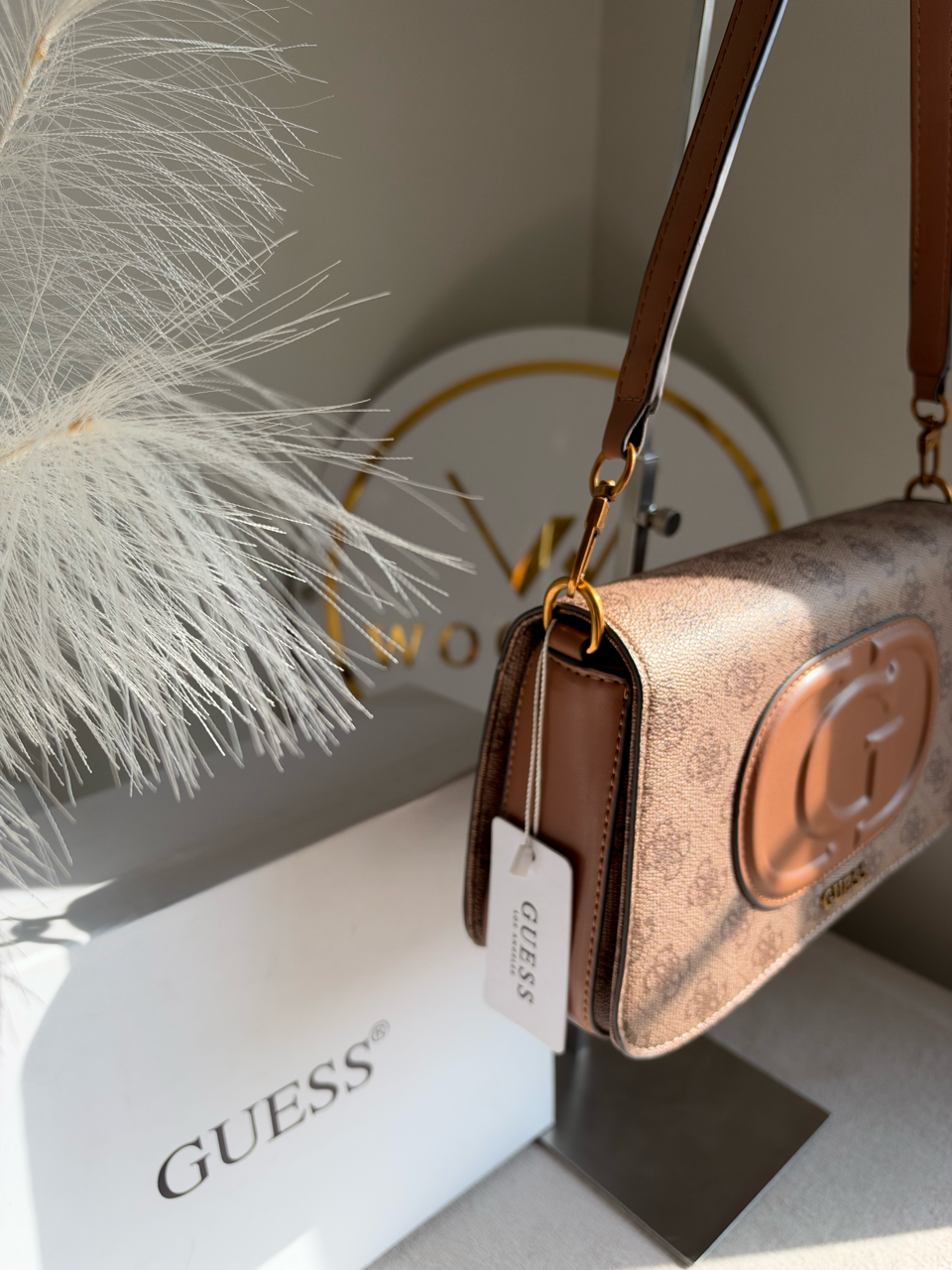 Izzy Flap Shoulder Bag With Box Packing - Latte