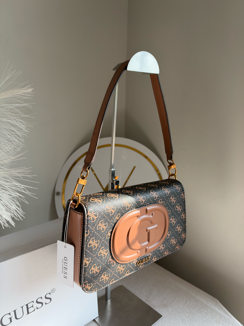 Izzy Flap Shoulder Bag With Box Packing - Brown