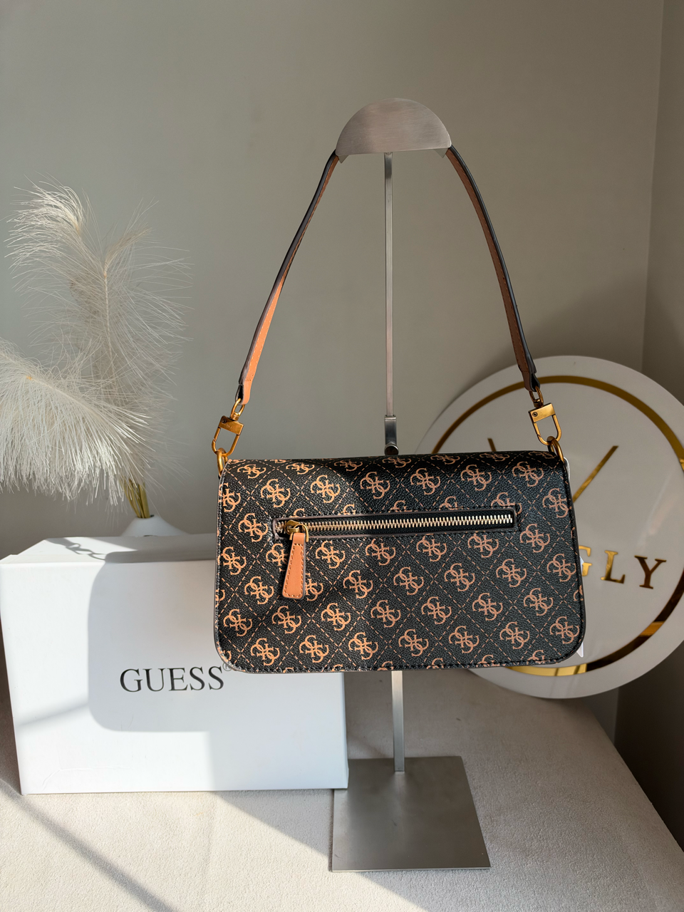 Izzy Flap Shoulder Bag With Box Packing - Brown