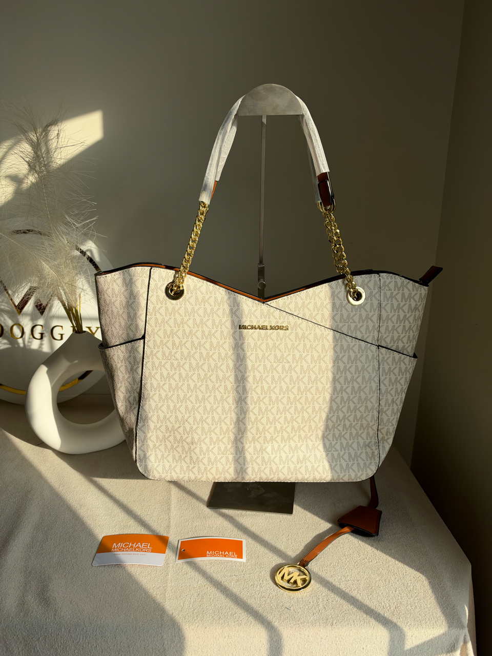 MK Tote Bag - White