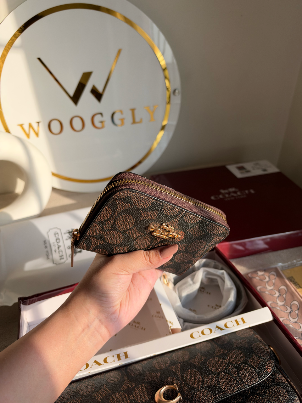 High Quality Gift Set With Wallet & Silk Scarf ( Box Packing) - Brown