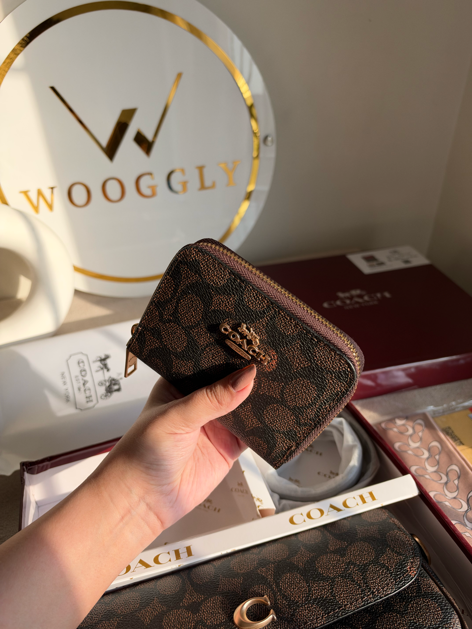High Quality Gift Set With Wallet & Silk Scarf ( Box Packing) - Brown