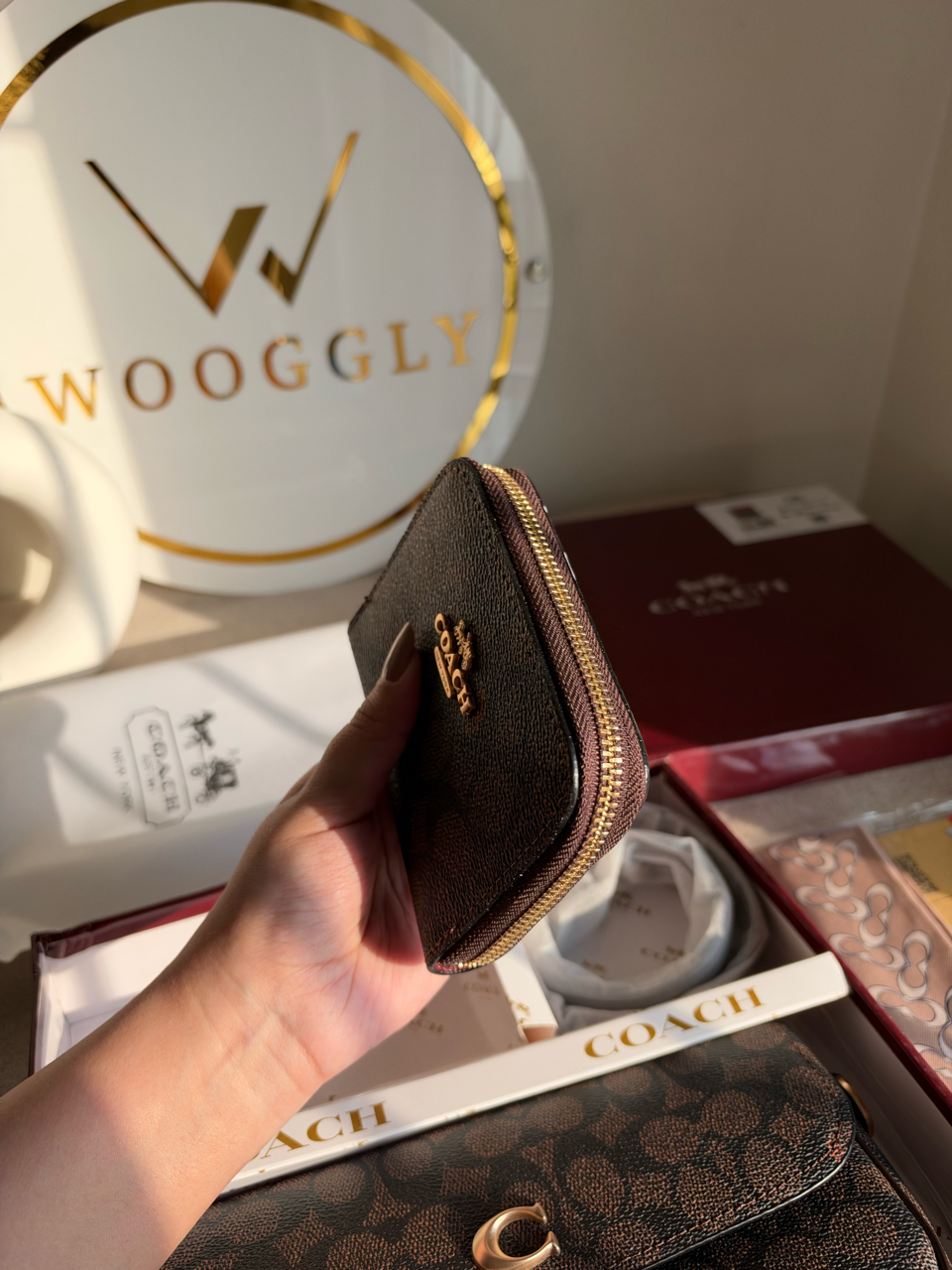 High Quality Gift Set With Wallet & Silk Scarf ( Box Packing) - Brown